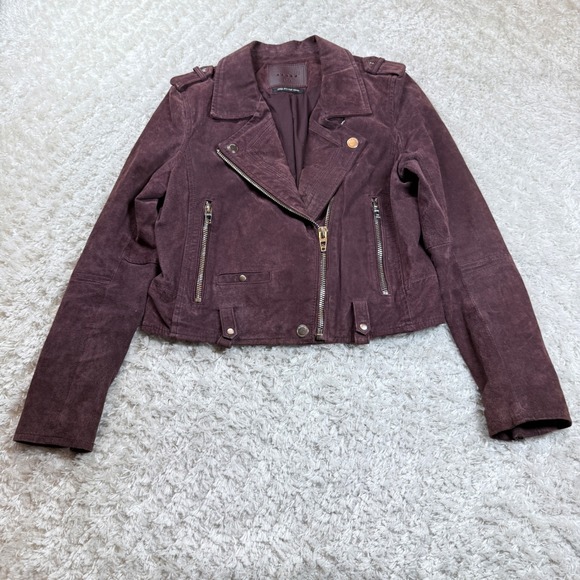 Blank NYC Jackets & Blazers - Blank NYC Suede Moto Jacket Women's Medium Plum Purple Biker Leather Grunge
